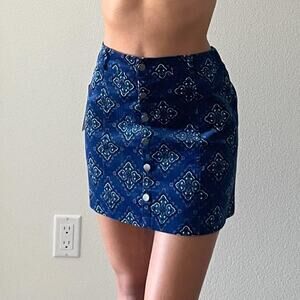 Blue Corduroy Mini Skirt